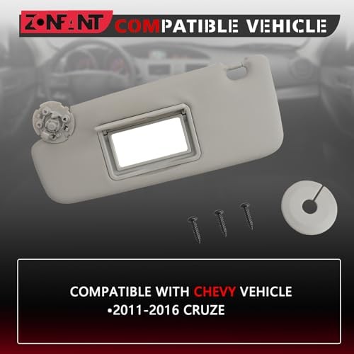 Left Driver Side Sun Visor Compatible with Chevy Vehicle 2011-2016 Grey Left