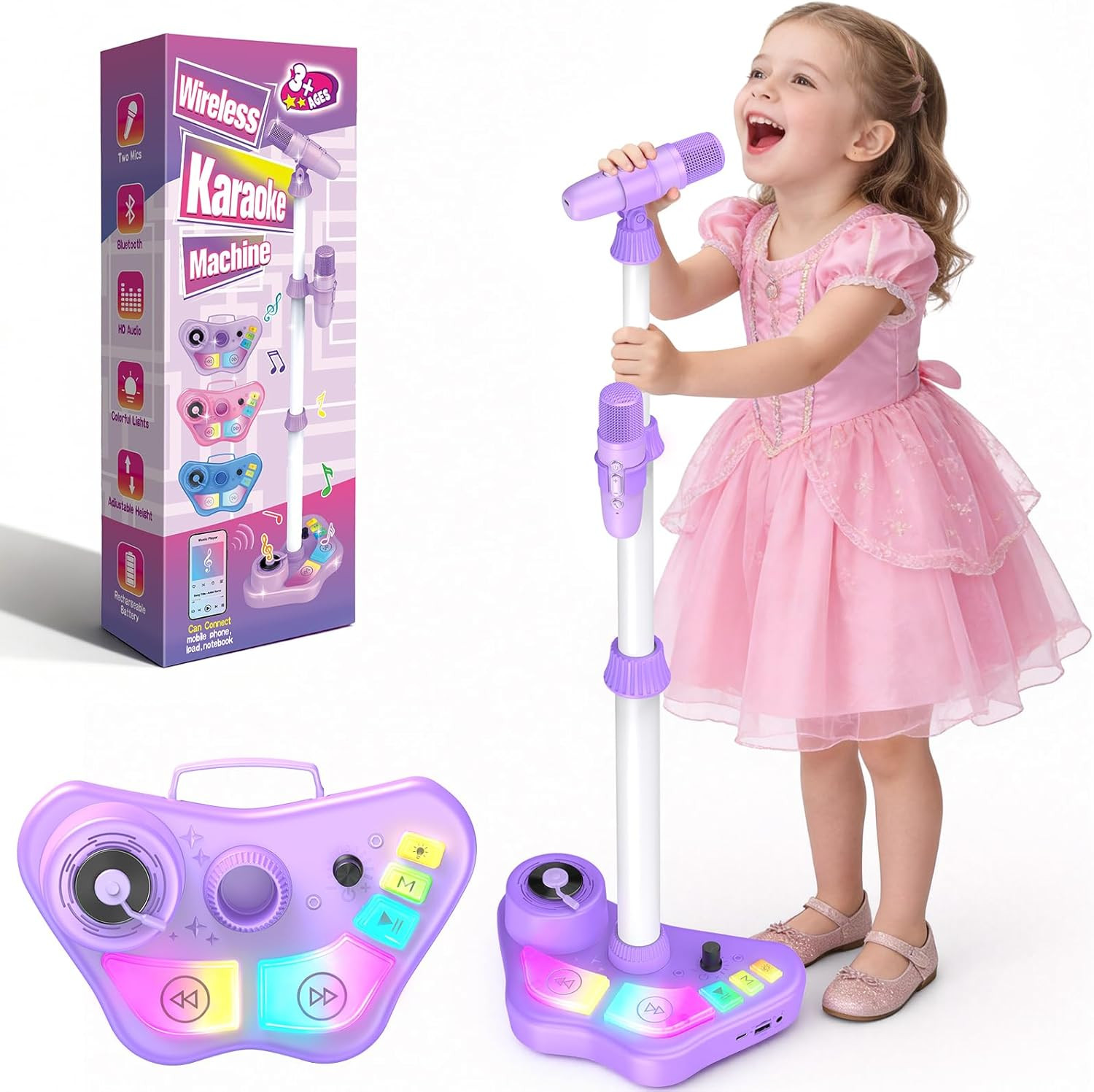 Stand Karaoke Machine for Kids, Singing Toys Gifts for 3 4 5 6 7 8 Year Old Girl