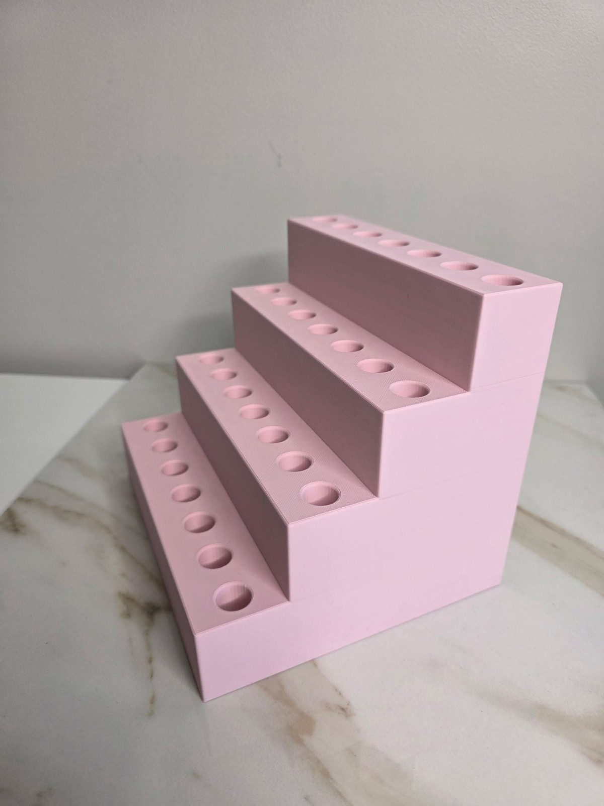 3D Printed Pen Display Stand | Pastel Pink Desk Organizer, Beadable Holder