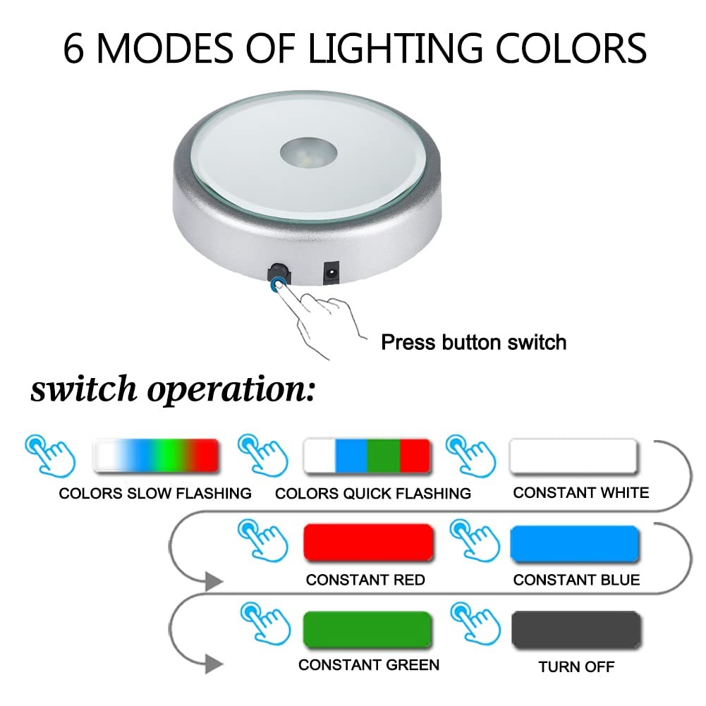 IFOLAINA LED Display Multicolor Light Base for 3D Crystal Art - Silver
