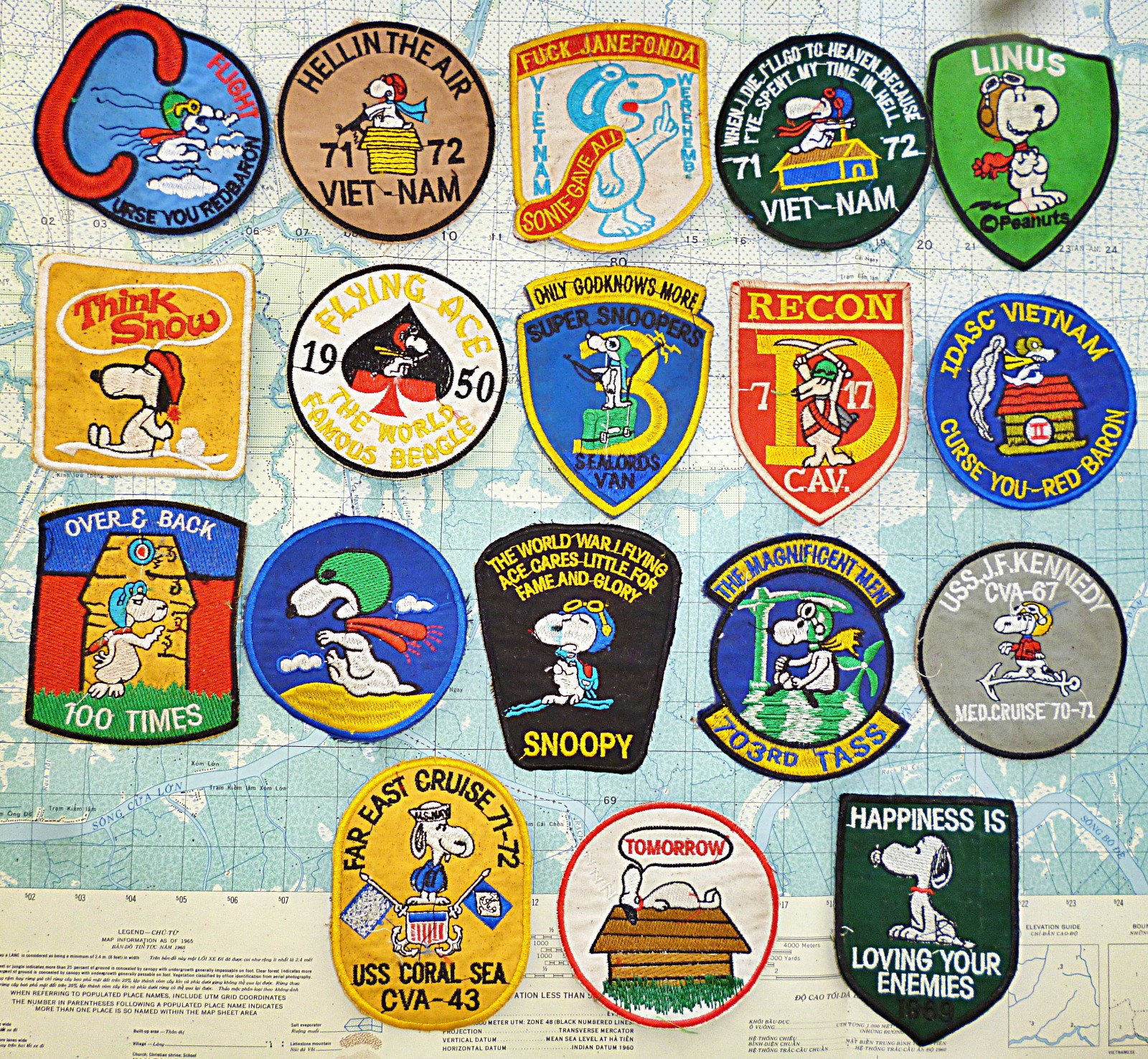 Rare - Lot of 18 Snoopy Patch / Patches – USAF - Recon - MACV-SOG - Vietnam War