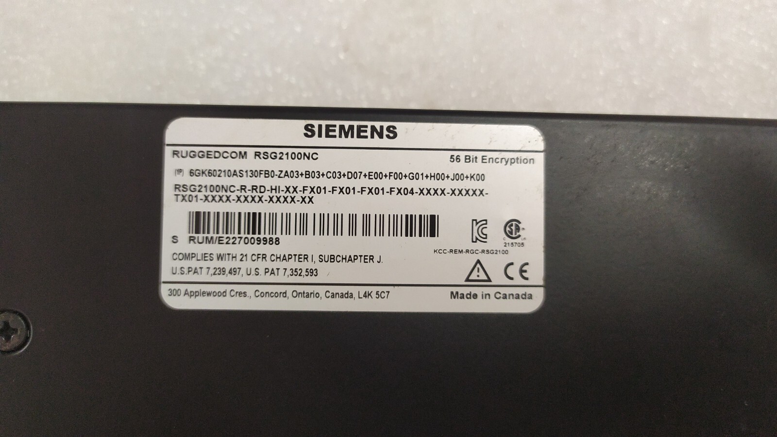 RUGGEDCOM RSG2100NC INDUSTRIAL NETWORK SWITCH
