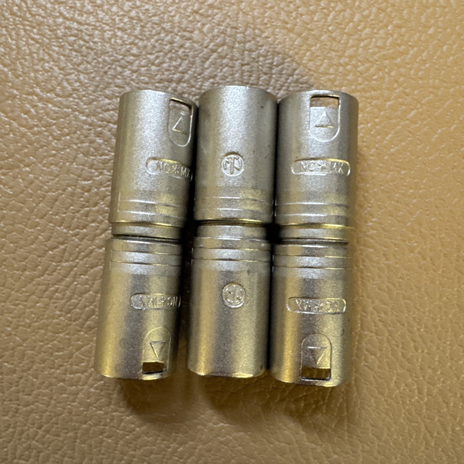 (3) Three Genuine NEUTRIK  3-Pin XLR Male to XLR Male Coupler Adapter