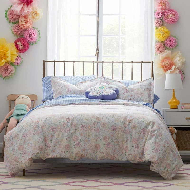Company Kids Gingham Classic Cool Organic Cotton Percale Bed Sheet Set