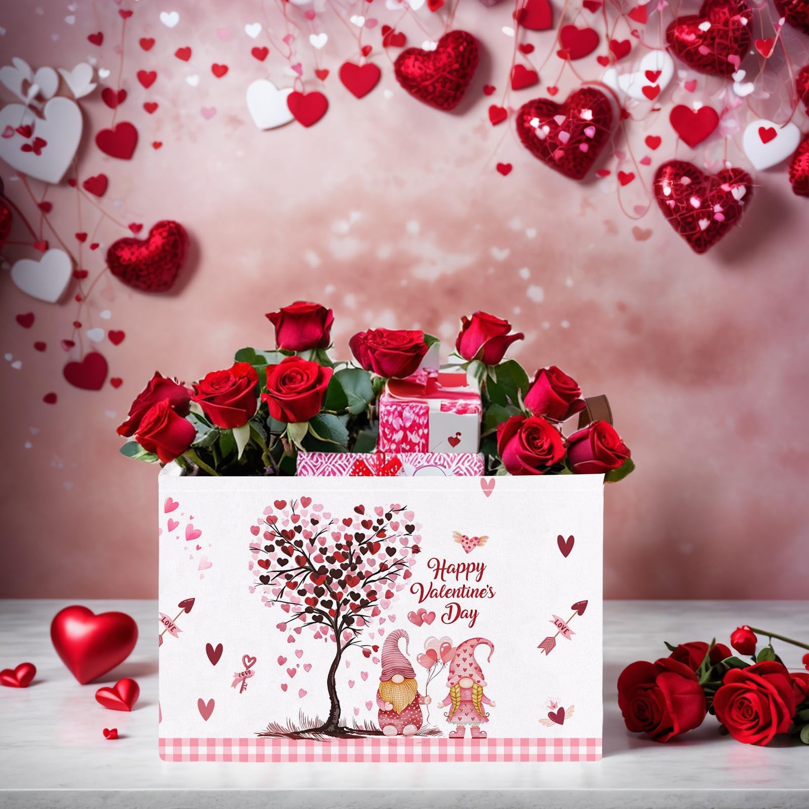 ASKETAM Valentine's Day Basket Gift for Empty Cute Heart Large Storage Bin fo...