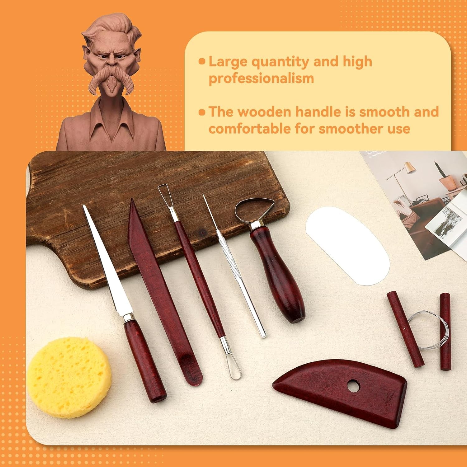 Pottery Tools Kit, Clay Set, Ceramic Tool and Red