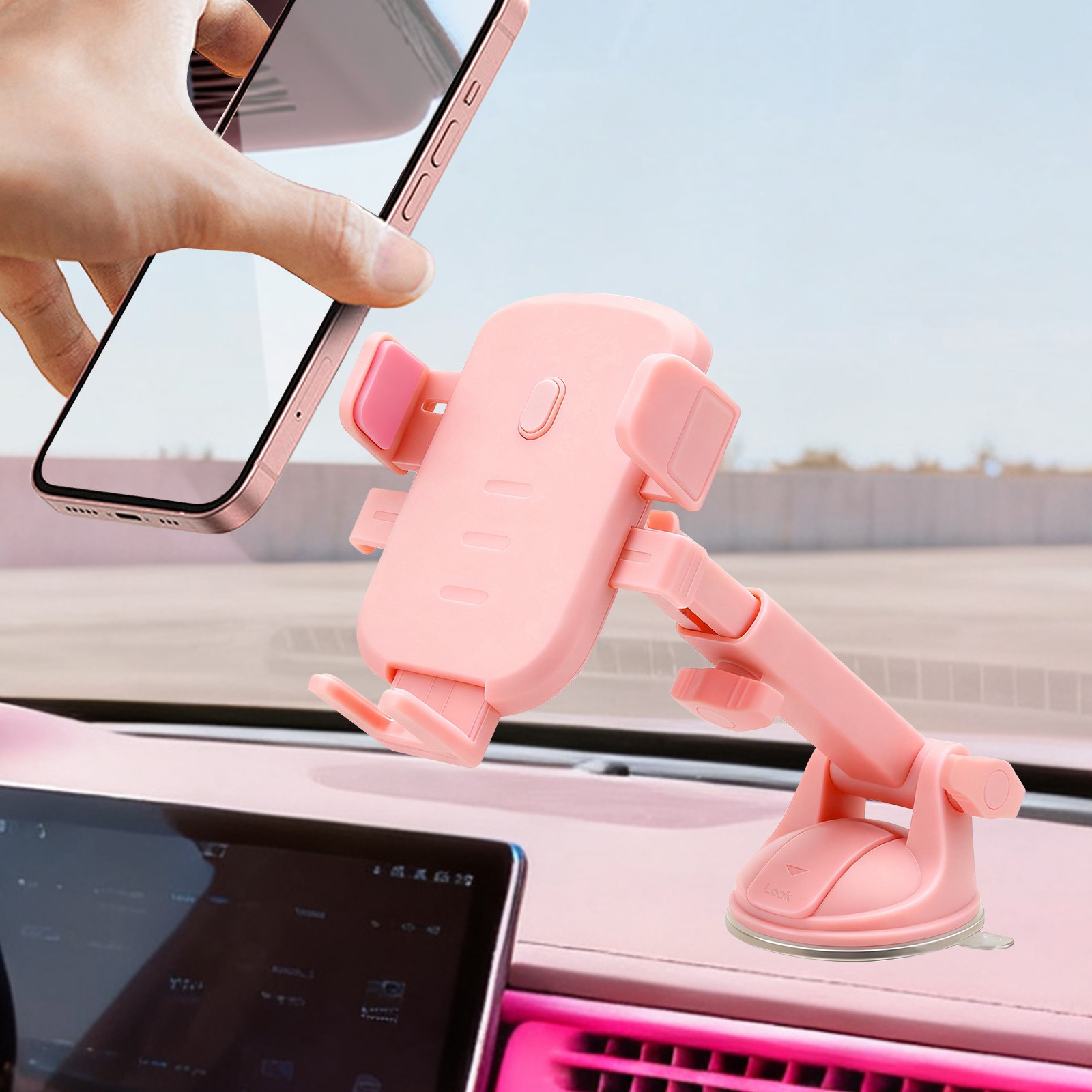 Car Phone Holder 360°Adjustable Suction Dashboard Mount for 4-7.2"iPhone Android