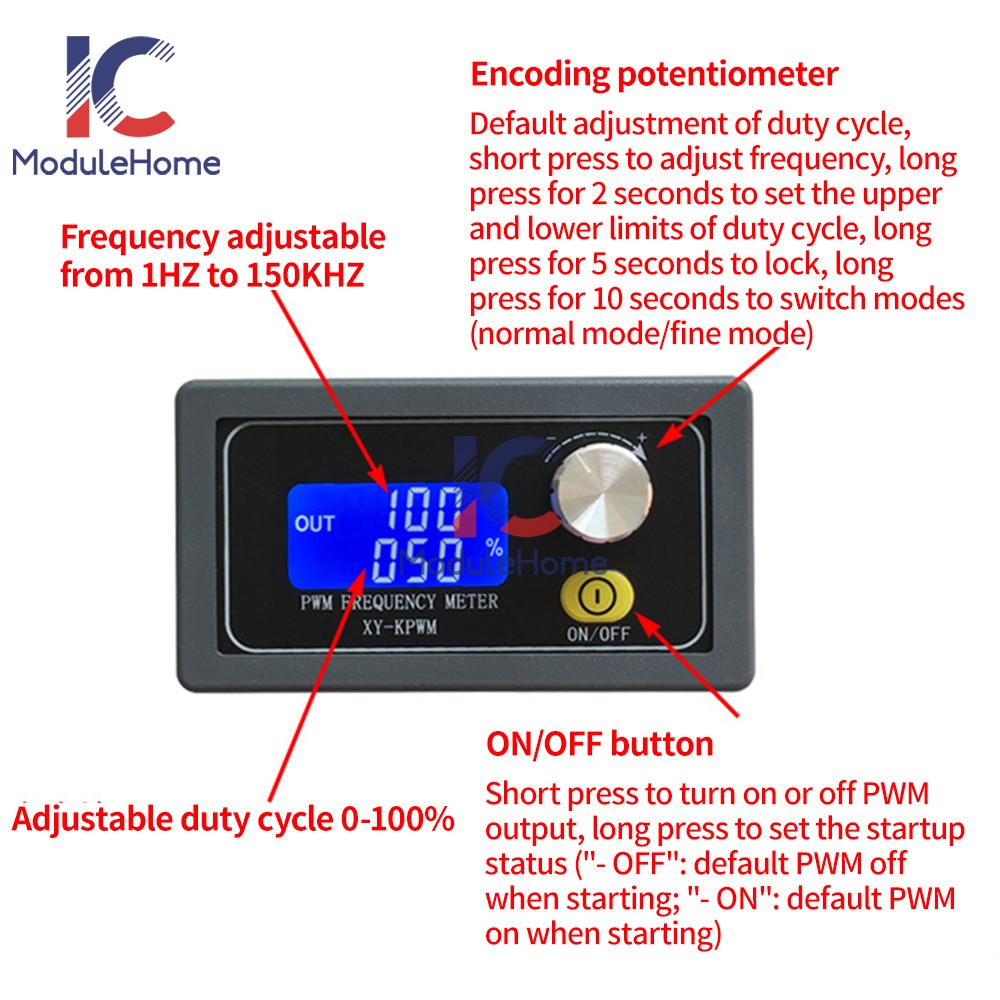 Adjustable PWM Pulse Frequency Duty Cycle Square Wave PWM1 Signal Generator