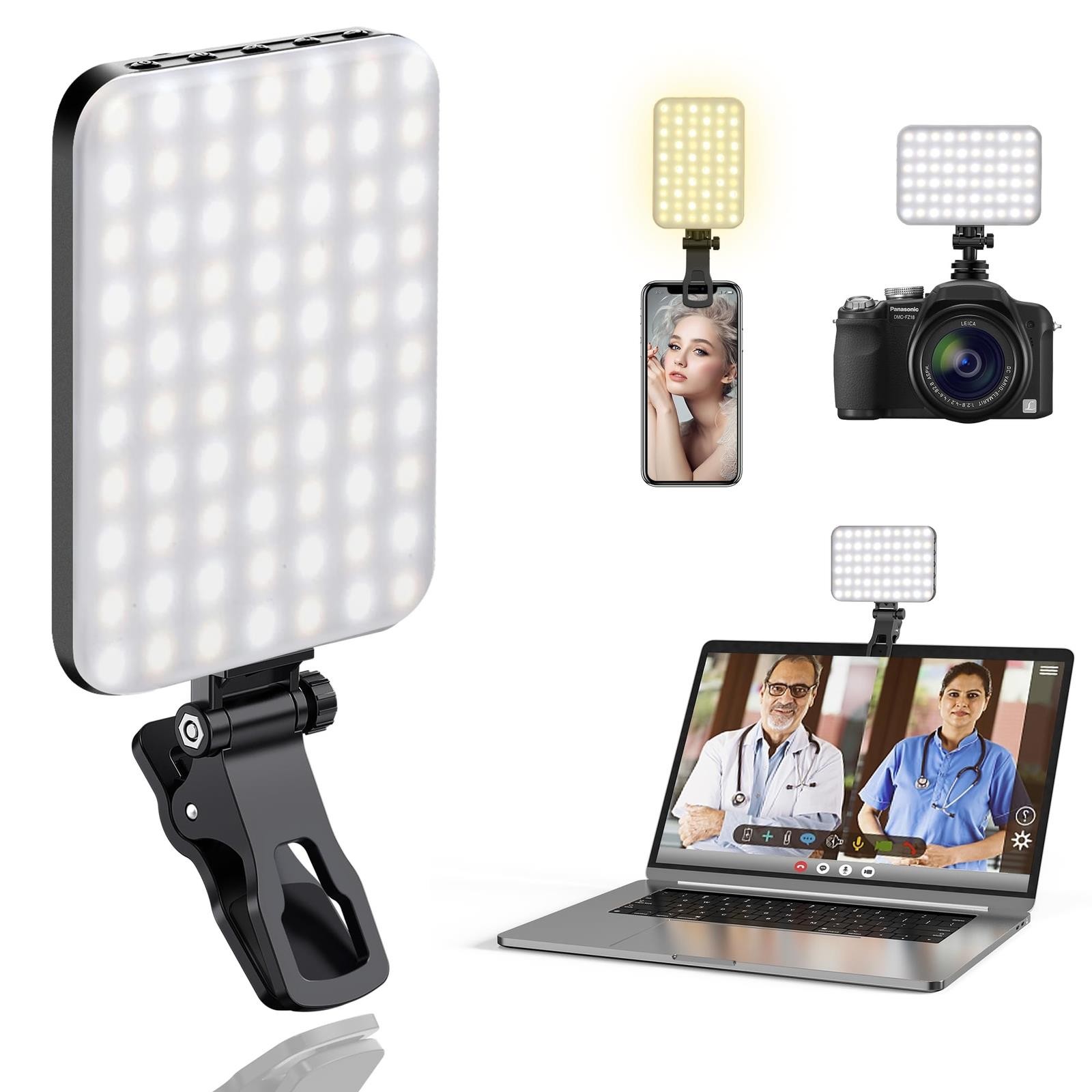 ALTSON 60 LED Portable Selfie Light Video Conference Lighting with Clip & Camera