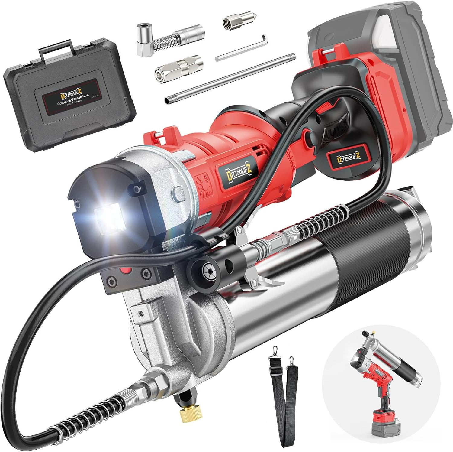 Cordless Grease Gun Compatible with Milwaukee 18V Battery, 12000PSI High-Pressur