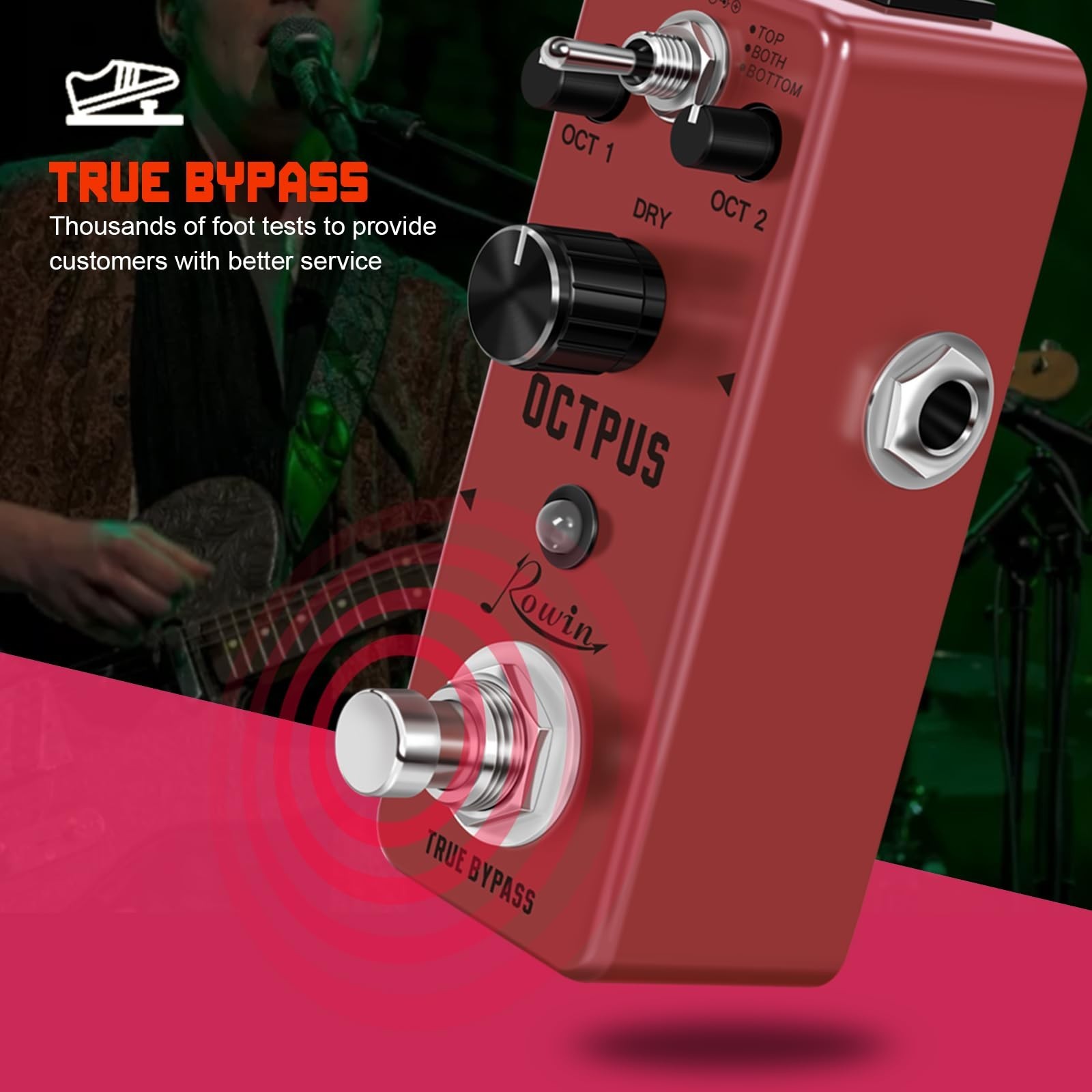 Rowin Polyphonic Octave Guitar Effects Pedal Pure Octopus Digital Mini Single...