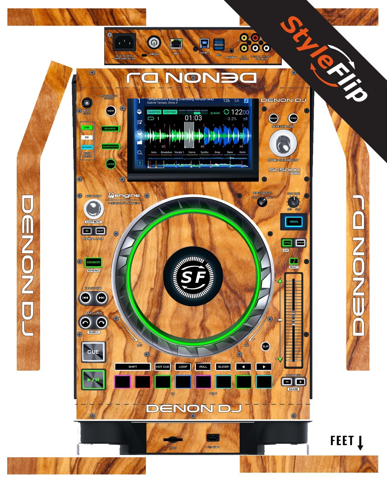 Denon DJ SC5000/5000M Prime Skin | Wood 6 | Protective Decal | StyleFlip Skins