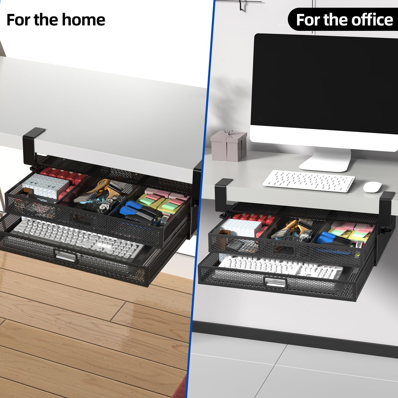 Under Desk Drawer Organizer No Drilling Under Desk Storage Drawer Organizer M...