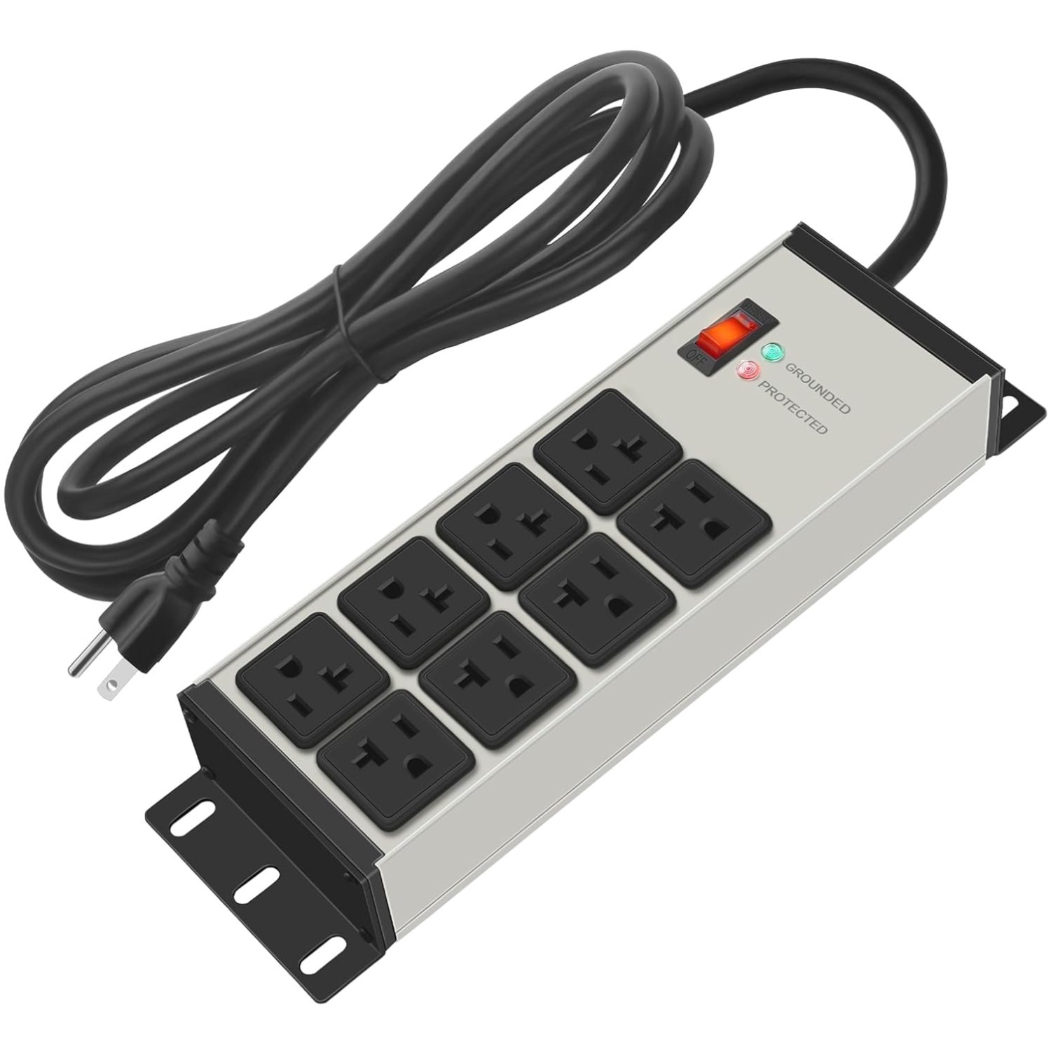 6FT Heavy Duty Power Strip with 8 Outlets and Grounding, Ideal for Workshops