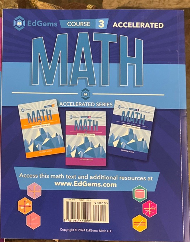 EdGems Math Interactive Student Textbook Course 3 Accelerated Volume 1