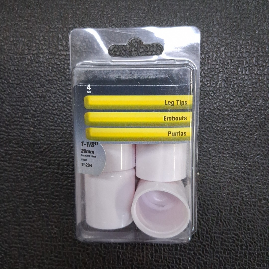 4-Pack 19204 Shepherd 1-1/8" White Vinyl Slip-On Protective Leg Tips
