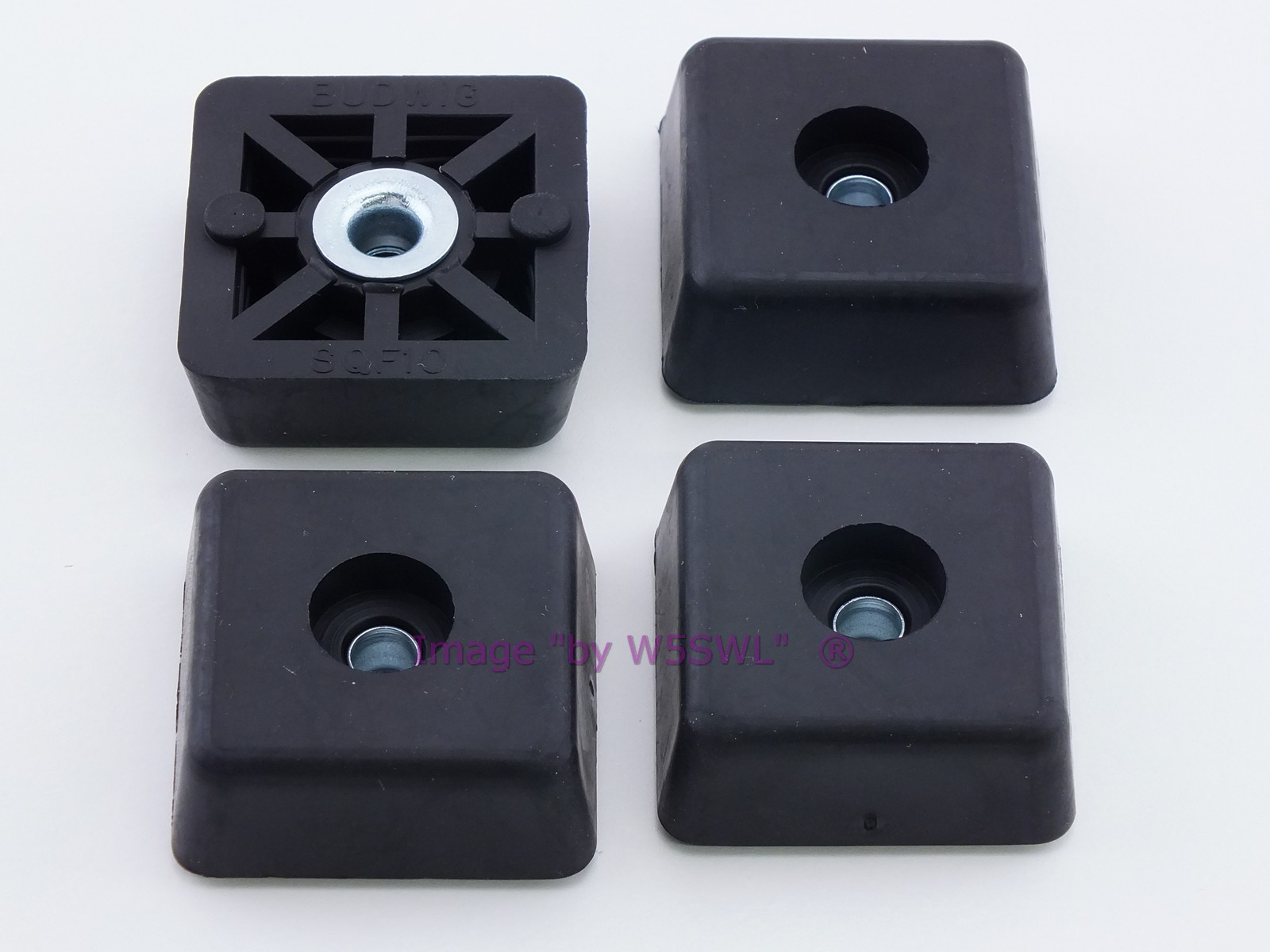 Rubber Feet .522" Tall - Steel Bushing Set of 4 Square - Sold by W5SWL
