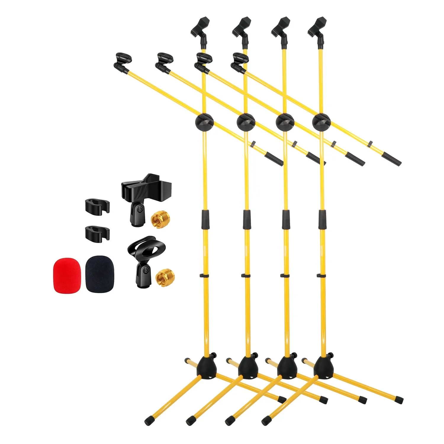 5 Core Microphone Stand Floor 2 Mic Clip Adjustable Tripod Mic Stands w Boom Arm
