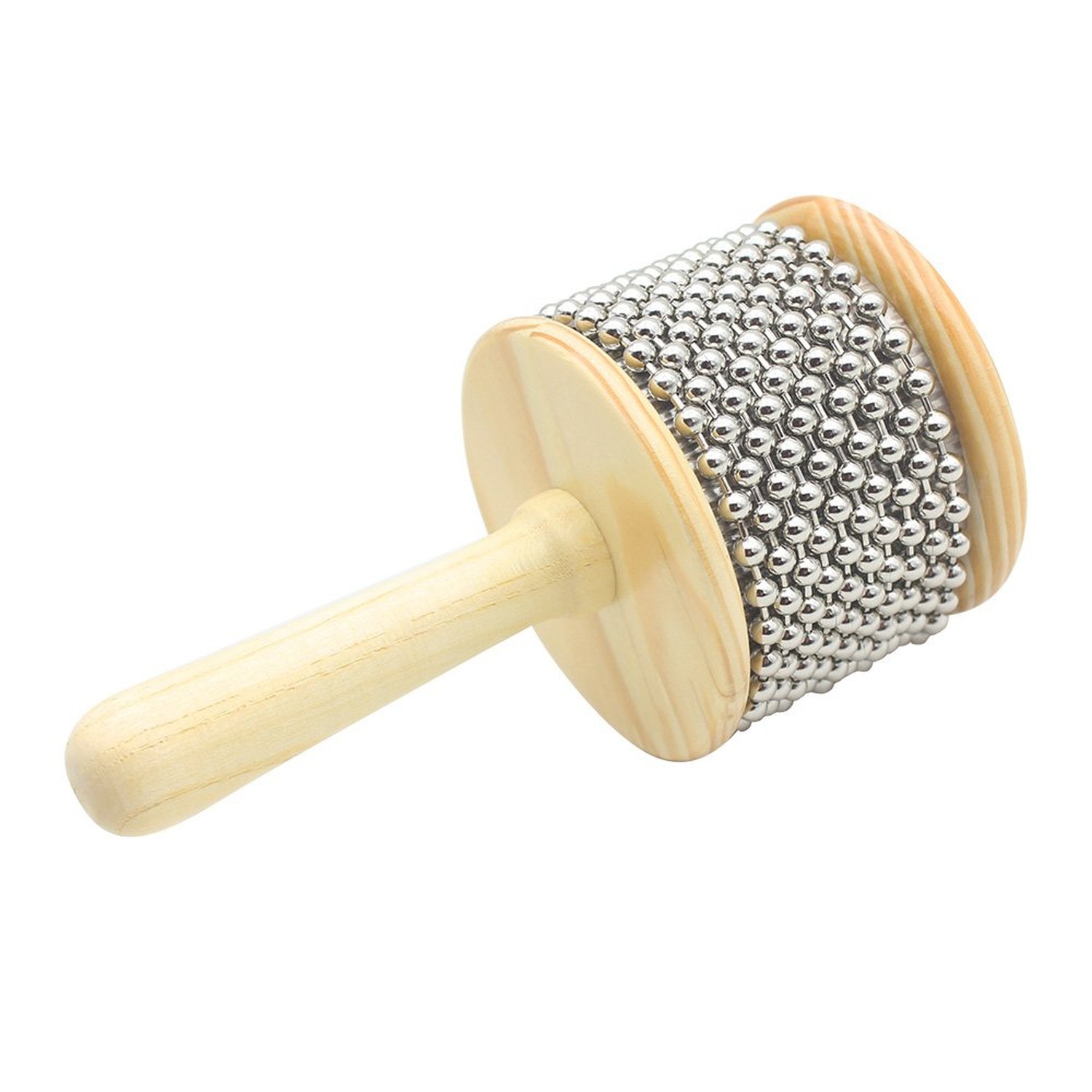 Wooden Cabasa Hand Shaker Percussion Instrument with Metal Beads for Classroo...