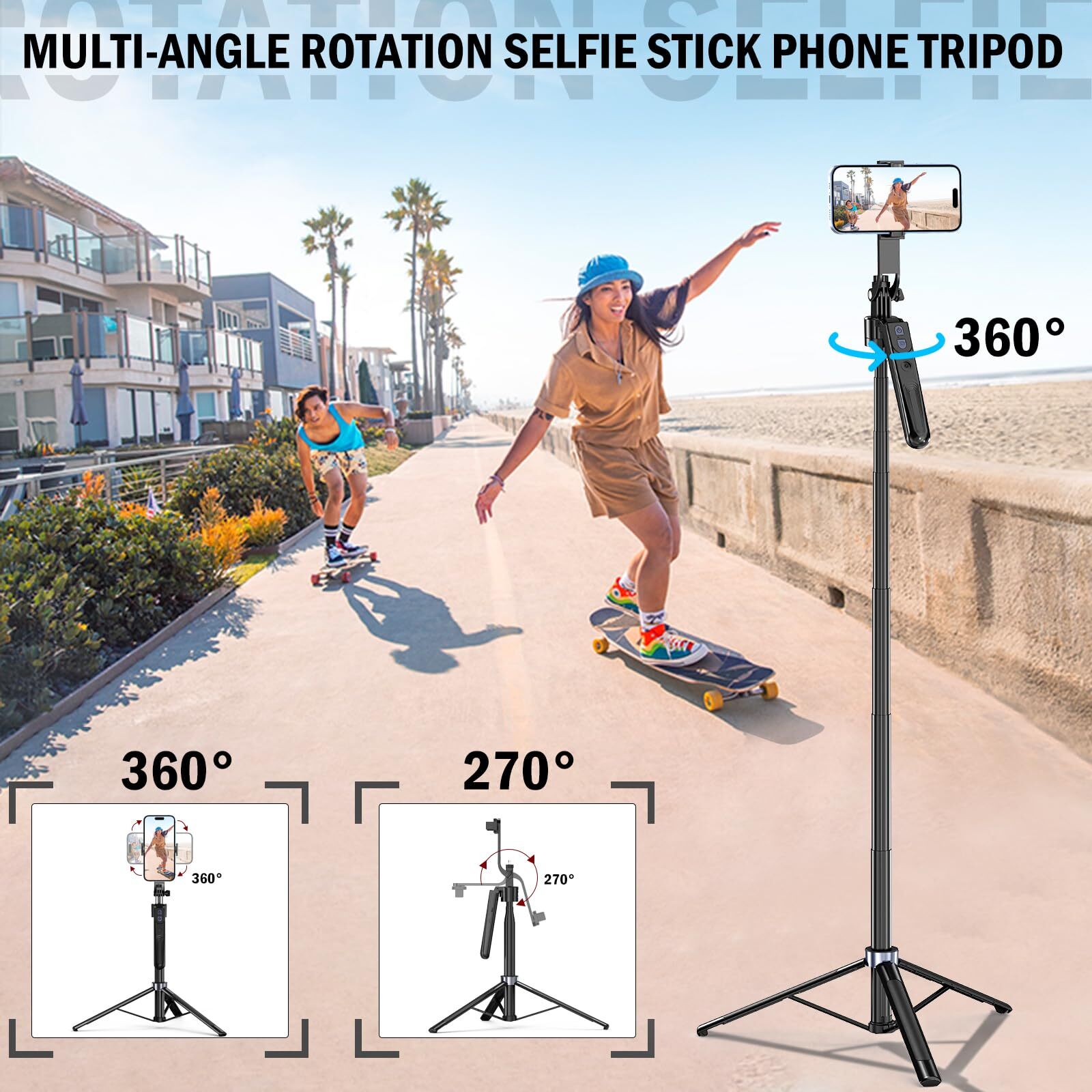 360 Face Tracking Tripod with Smart AI Gesture Control for Phone Camera