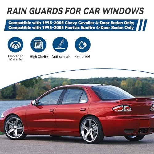 4pcs Front+Rear Smoke Tint Sun/Rain Guard Outside 1995-2005 Cavalier & Sunfire