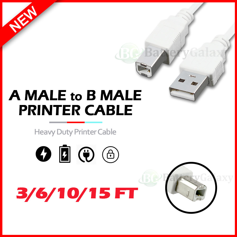 USB Printer Cable A - B Type M 2.0 Device Cord for Brother Dell Epson Cannon HP