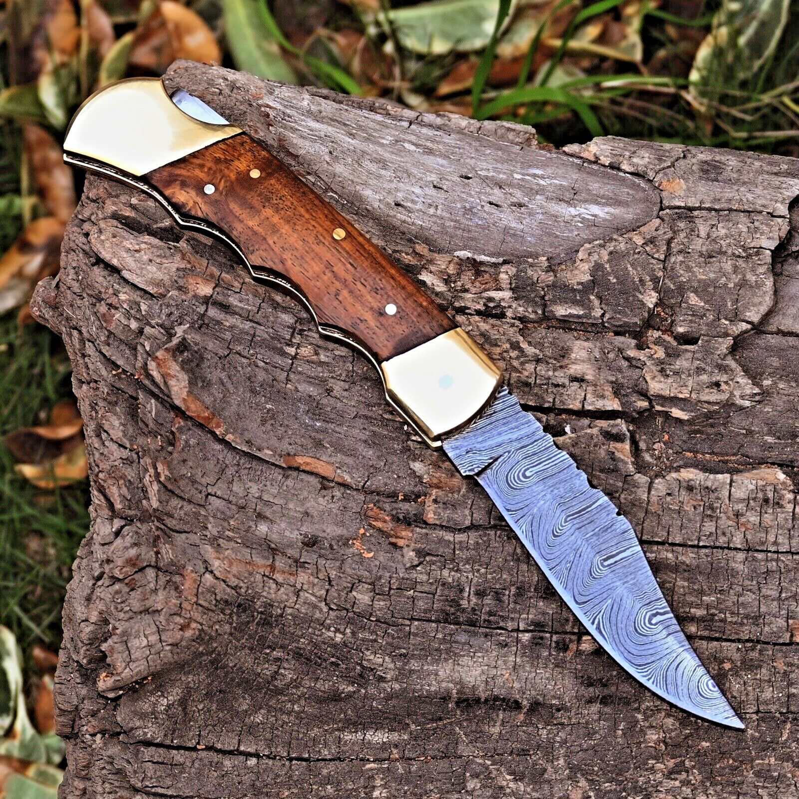 Custom HandMade Forged Damascus Steel Folding blade Pocket Knife BackLock 1730