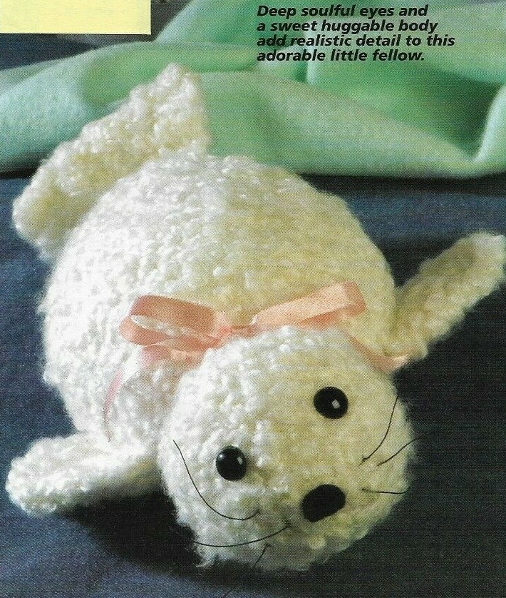 BABY HARP SEAL STUFF ANIMAL TOY DIGEST SIZE CROCHET PATTERN INSTRUCTIONS
