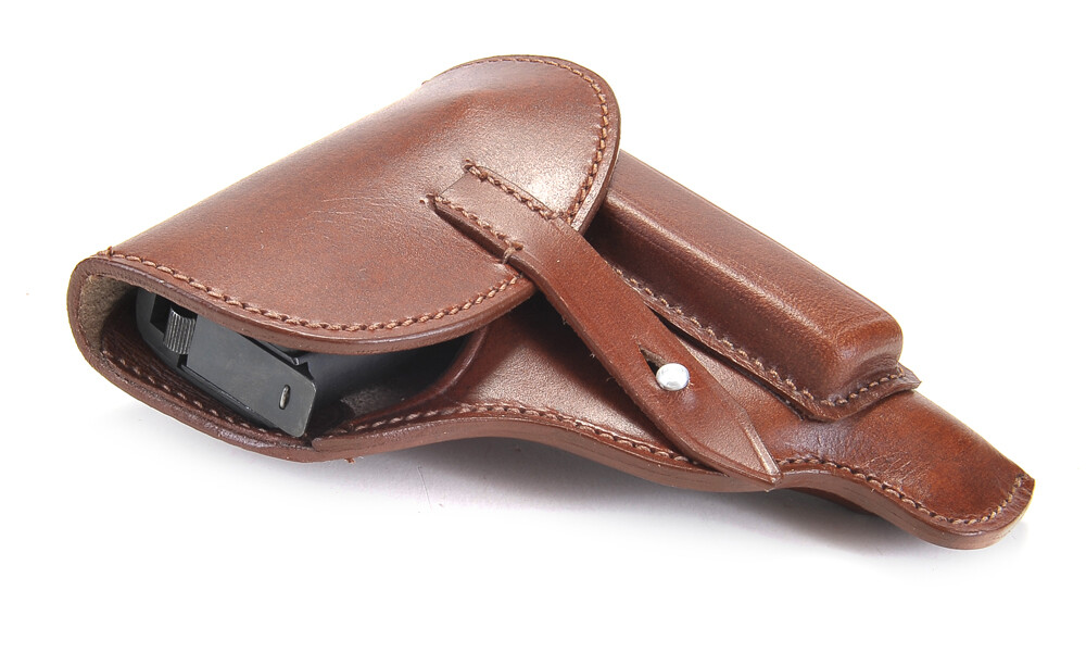 Premium Drum Dyed Leather Makarov Holster with Magazine Pouch
