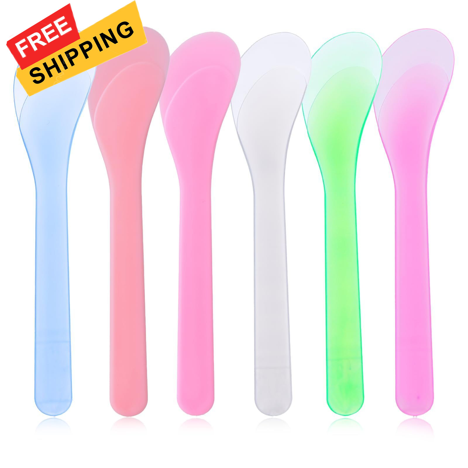 Alrhso 6Pcs Makeup Scoops Spatulas, Plastic Beauty Spoon 1 Count (Pack of 6)