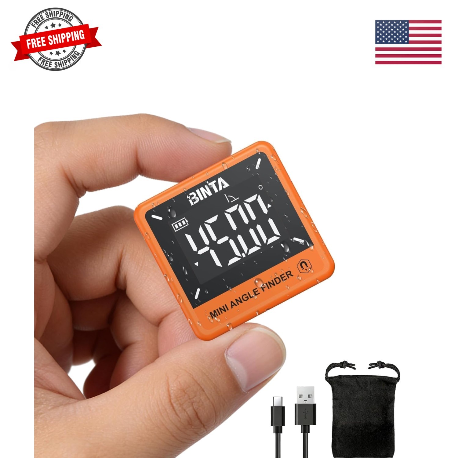 Digital Angle Finder Magnetic, Rechargeble  Waterproof Dustproof Small Digita...