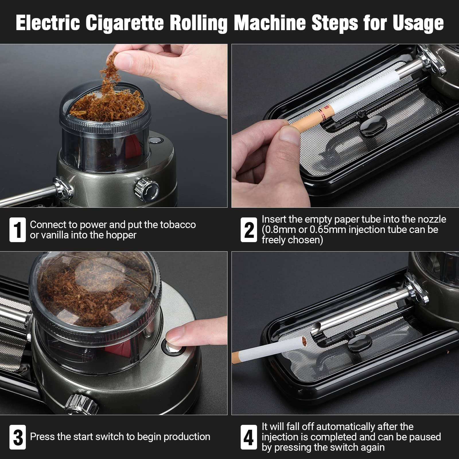 Electric Cigarette Rolling Machine Portable Injector Machine Can Grind