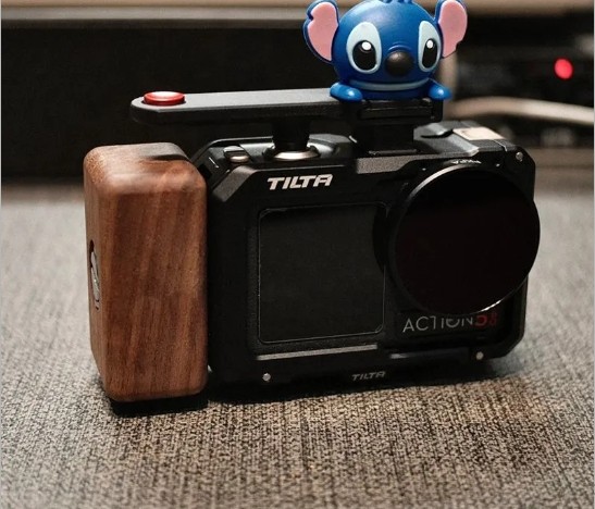 Camera Grip,  Wooden Handle, Mini Tripod for DJI Action Pro 5