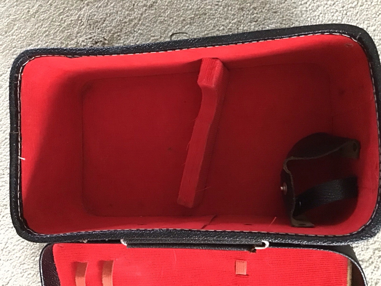 Vintage Black Leather Hardcase Microscope Case with Red Corduroy Felt Interior