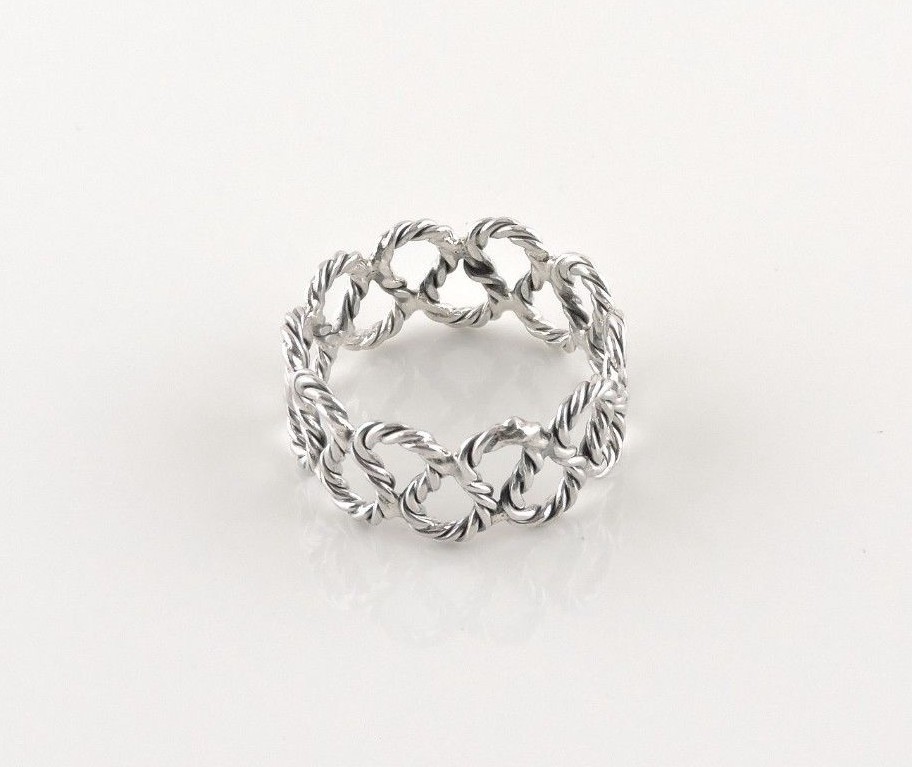 Sterling Silver Twisted Looped Rope Ring