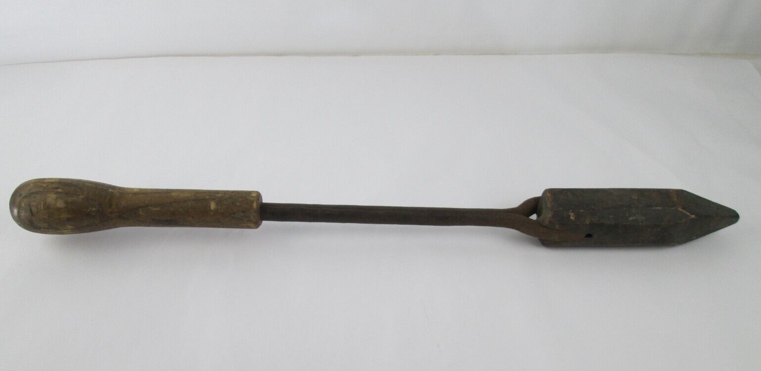 Vintage No. 6 Copper Head Soldering Iron  Wood Handle P S & W 19"