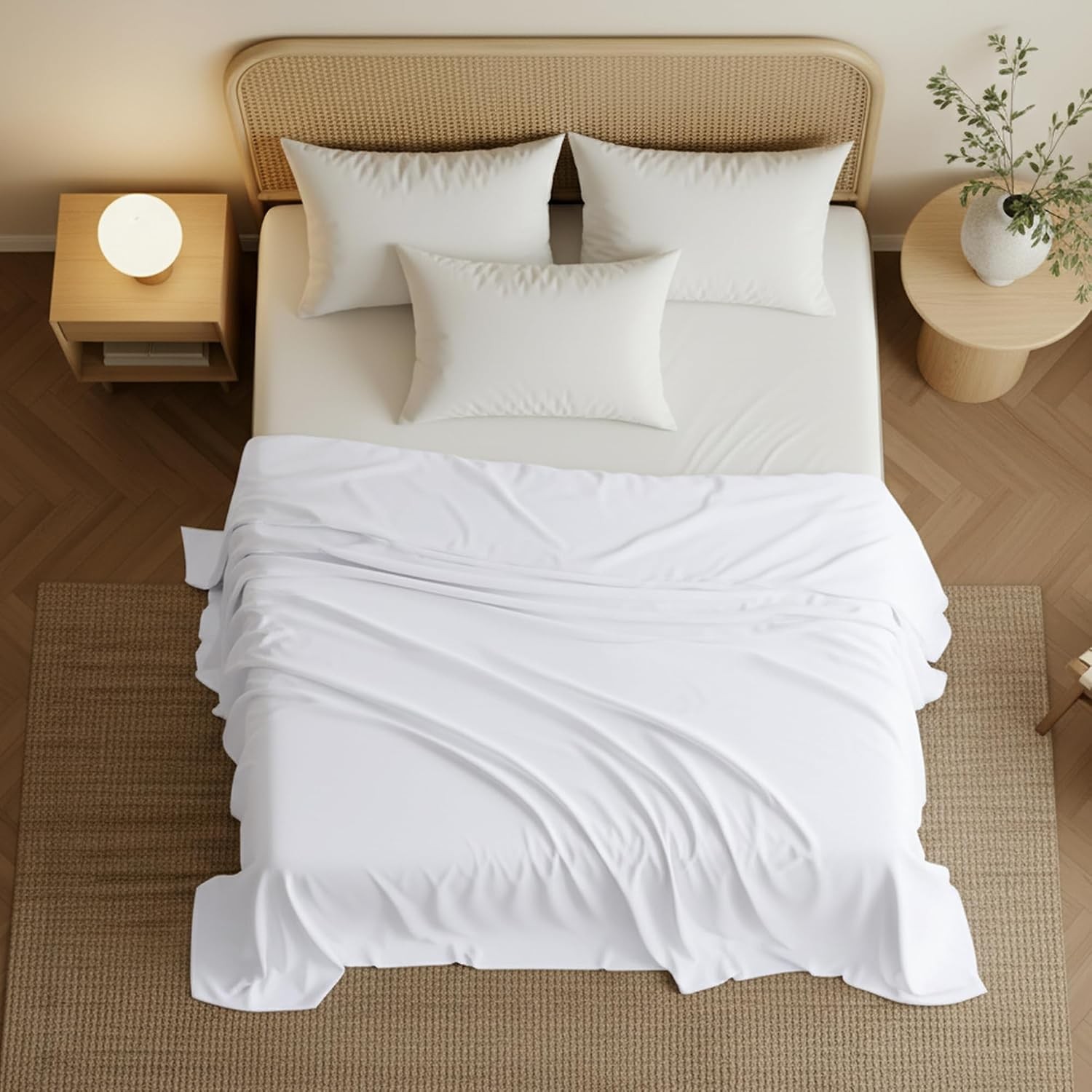 Twin Flat Sheet Only White Brushed Microfiber
