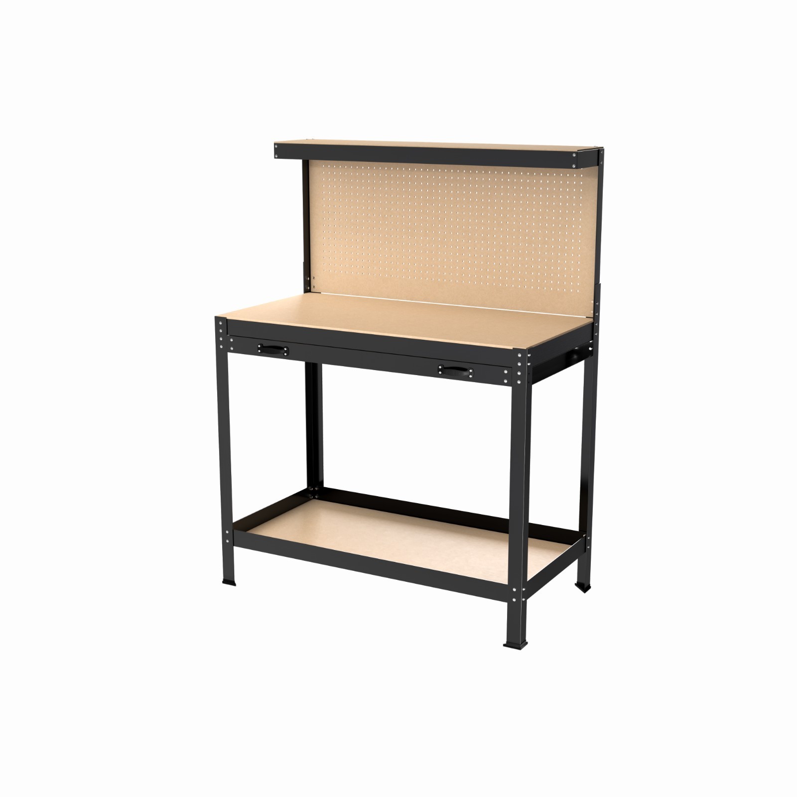 63" Tools Cabinet Working Tables Workbench  with Drawers and Pegboard