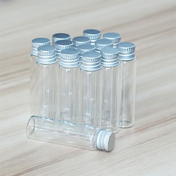 6ml 10~100pcs Screw Glass Bottles Storing Lids DIY Tiny Mini Jars Aluminum