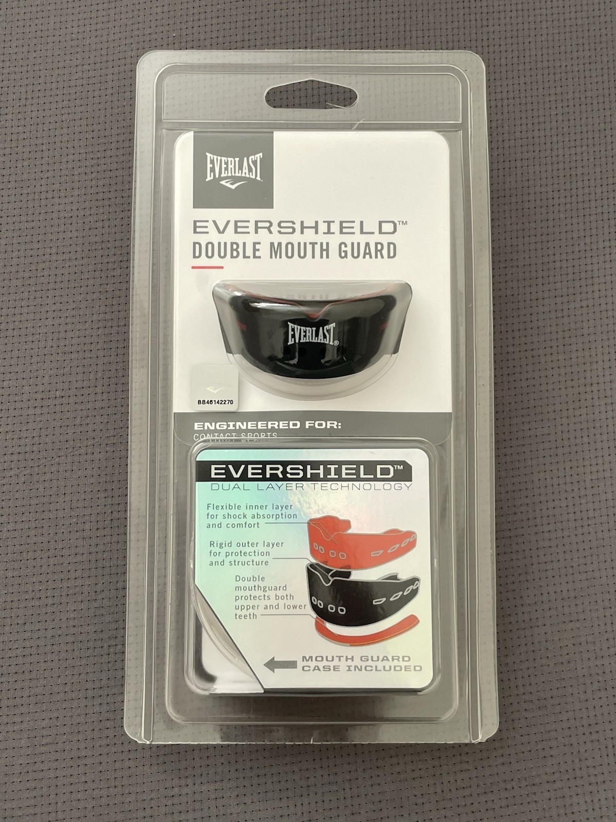 NWT Everlast Evershield Double Mouth Guard Model: 1400007 Black/Red MMA & Boxing