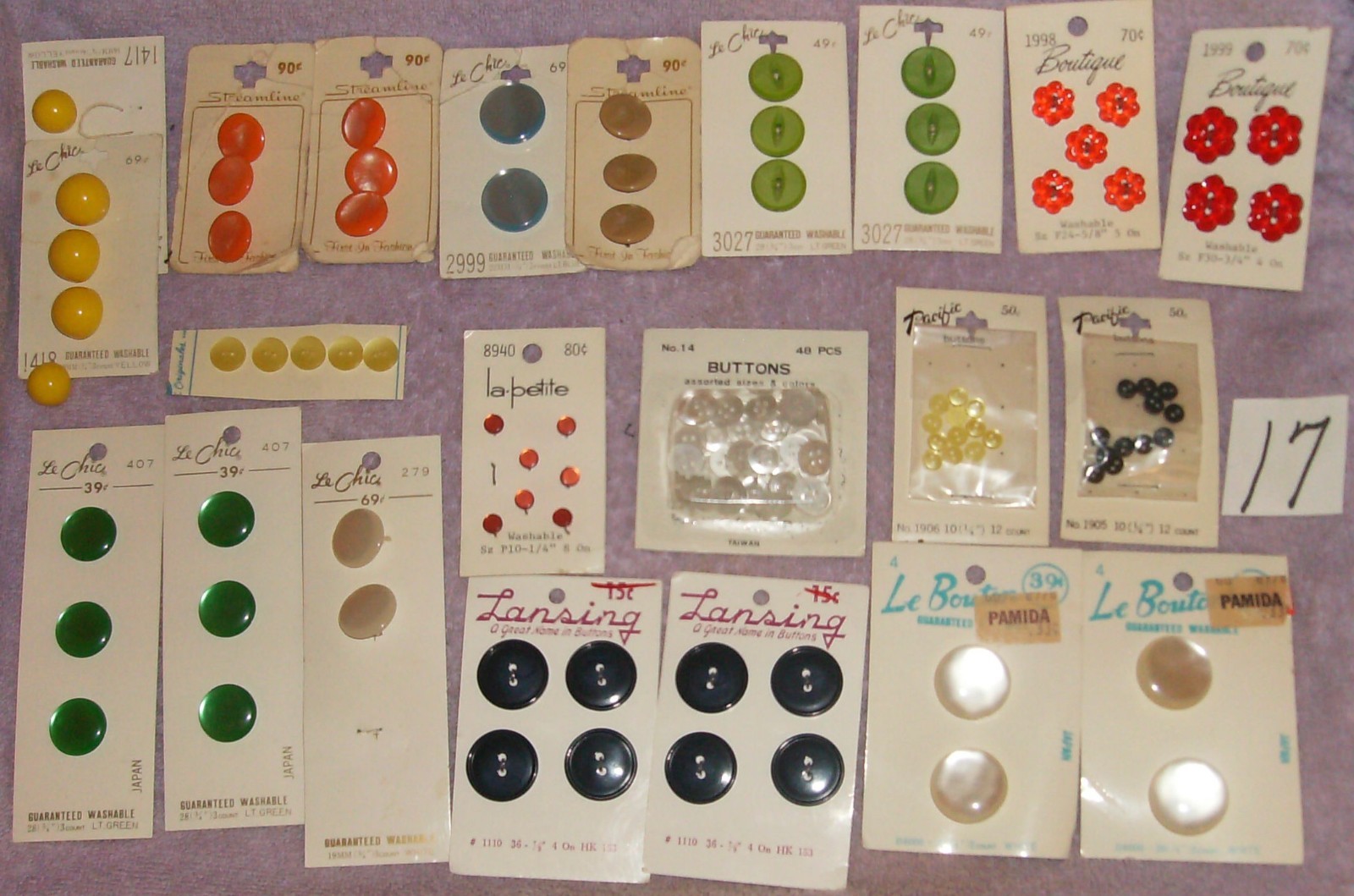 LOT OF 21 PKGS BUTTONS ASSORTED SIZES & COLORS CRAFTS NEW USA! #17