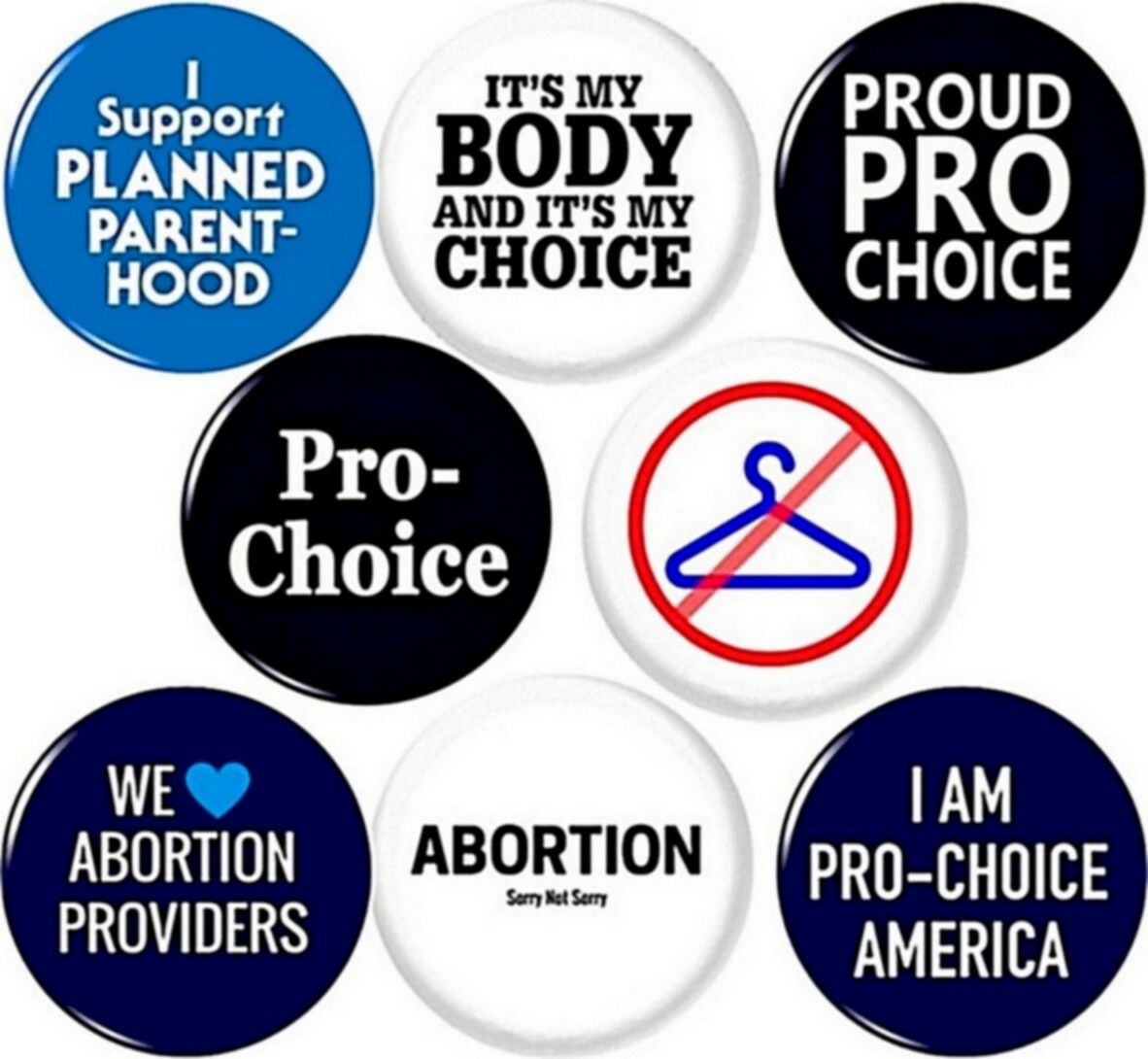 PRO CHOICE x 8 NEW 1" (25mm) button pin badge my body choice planned parenthood