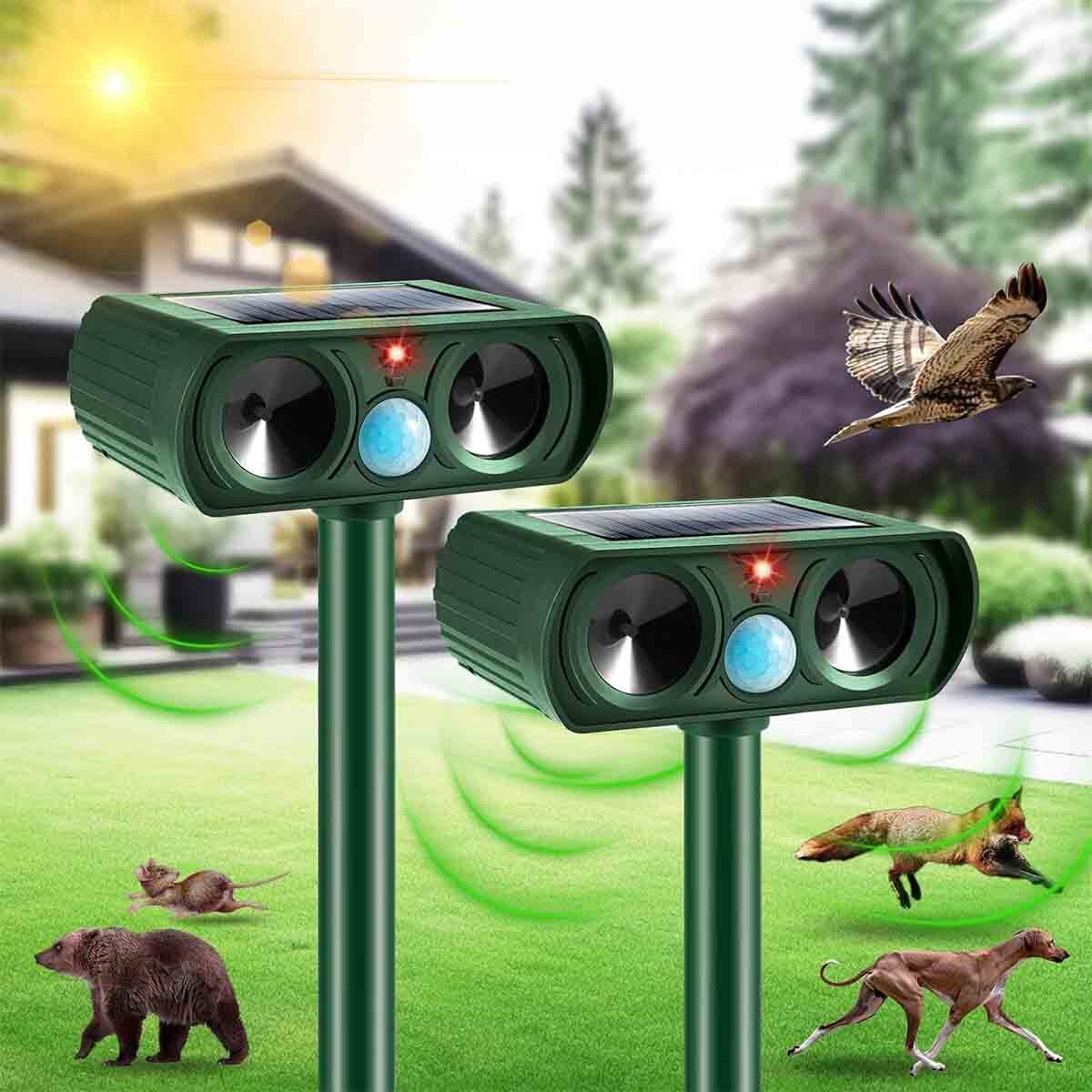 Solar Ultrasonic Bird Repellers Pest Control Scarer Deterrent Fox Motion Sensor