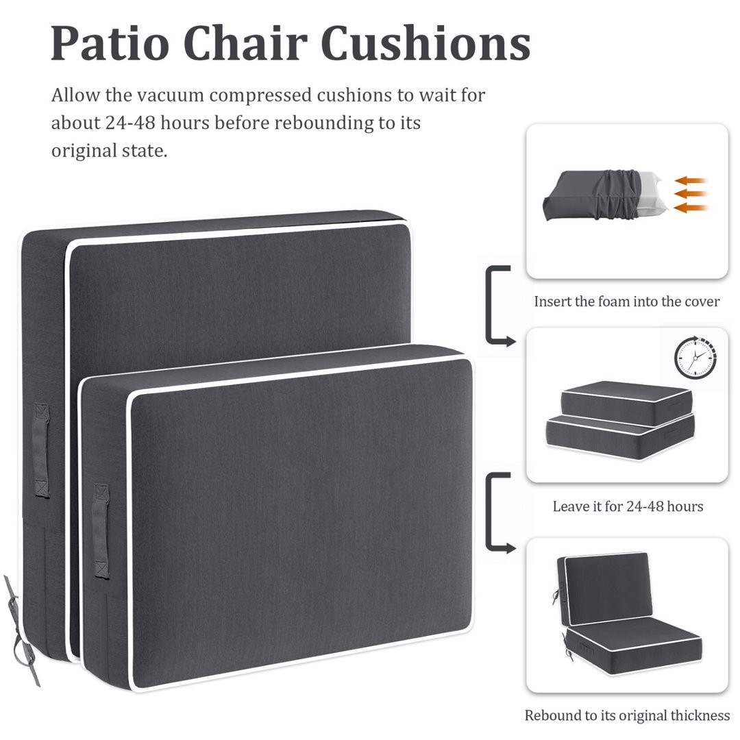 24X24 Inch Deep Seat Patio Chair Cushion Pads with Removable Cover Waterpoof