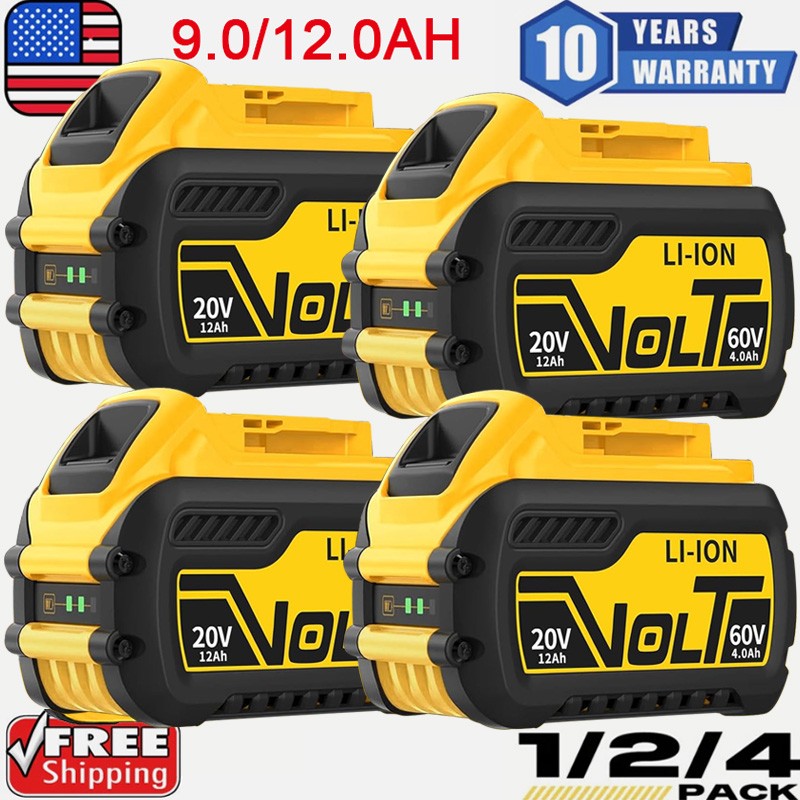 4Pack 12.0Ah For DEWALT FLEXVOLT DCB609 DCB606 20V/60V MAX Lithium-lon Battery