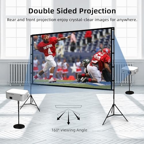 Projector Screen and Stand, 120 inch Foldable and Portable Projection Screen