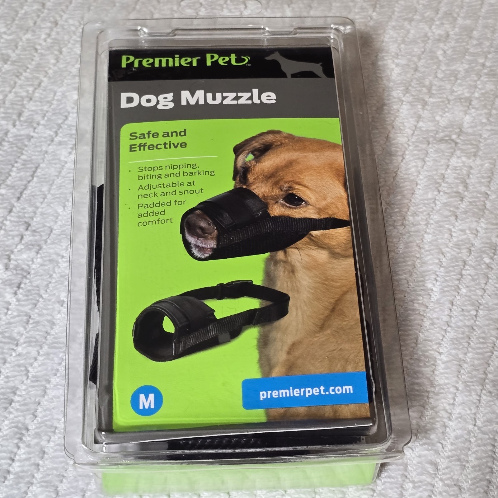Premier Pet Dog Muzzle Medium Size Padded Nylon Safe & Adjustable