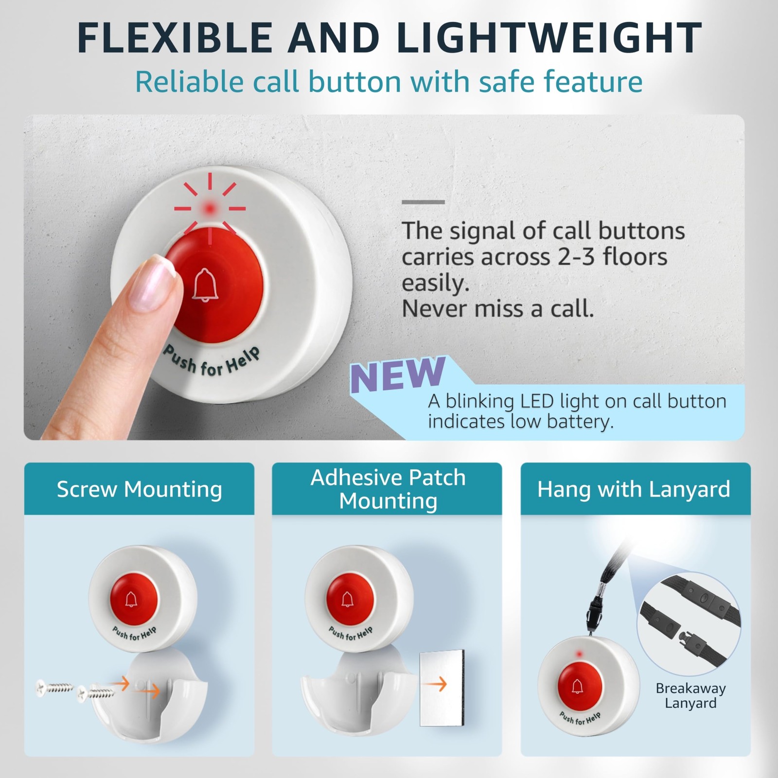 SYNLETT Caregiver Pager 2 Call Buttons 1 Receiver, 2 1 Receiver