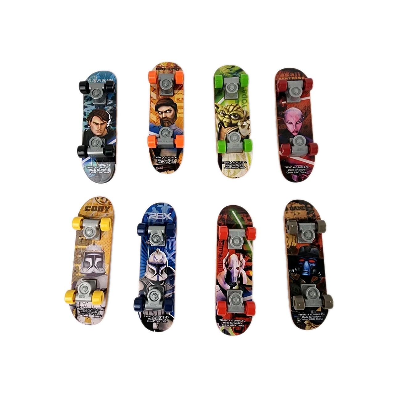 Lot Of 8 2010 McDonalds Happy Meal Star Wars Clone Wars Skateboard Toys