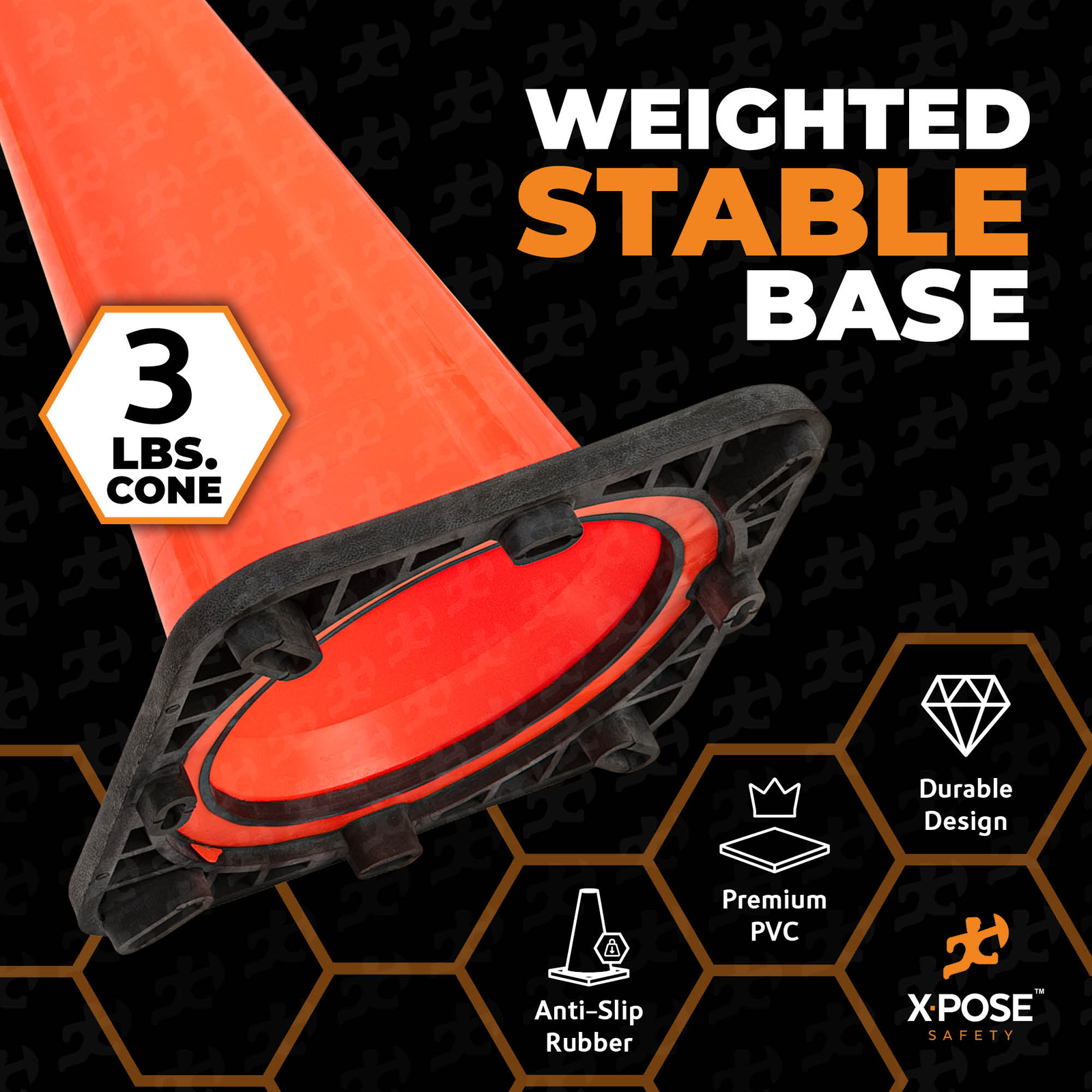 48 Orange Traffic Cones 18 Inch , Multipurpose PVC Plastic Safety Cone